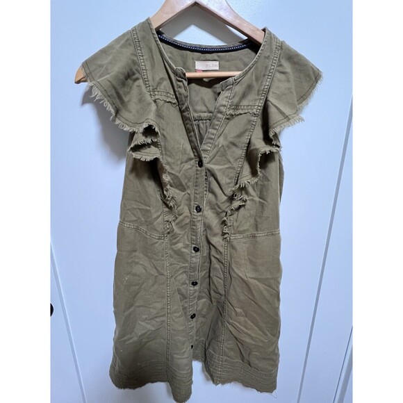 Anthropologie Pilcro Moss Flutter Sleeve Button Front Tunic Dress, S - Picture 4 of 10